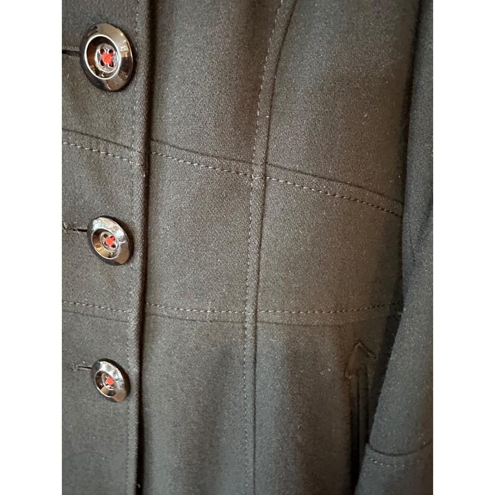 Vintage Miss Sixty M60 Black Wool Blend Peacoat Red Satin Lining Gothic Y2K XL - Picture 7 of 16